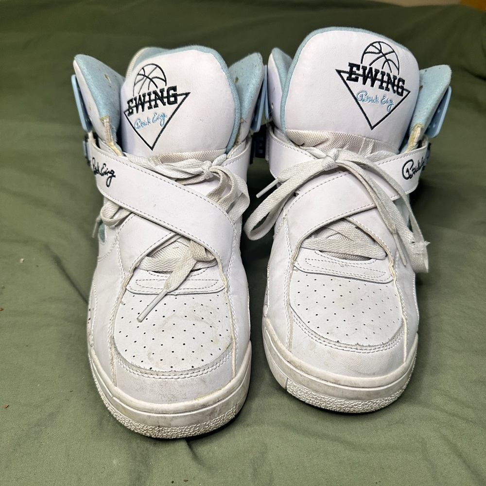 White and Blue High-Top Sneakers with Comfort and Style